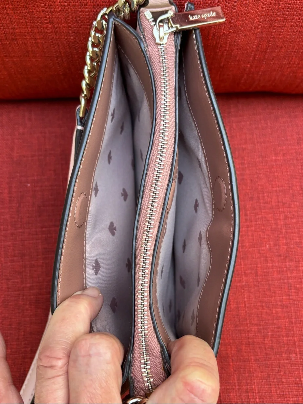 kate spade Blush Pink Saffiano Crossbody with Chain Strap